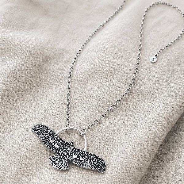 Sterling Silver Eagle Pendant Necklace - Handmade