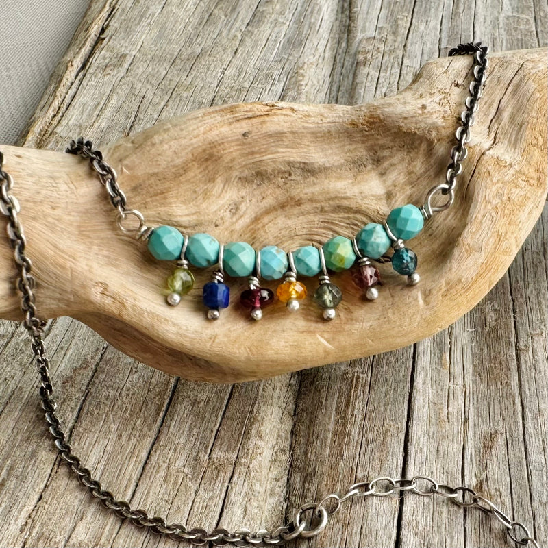 Sterling Silver Turquoise & Gemstone Necklace