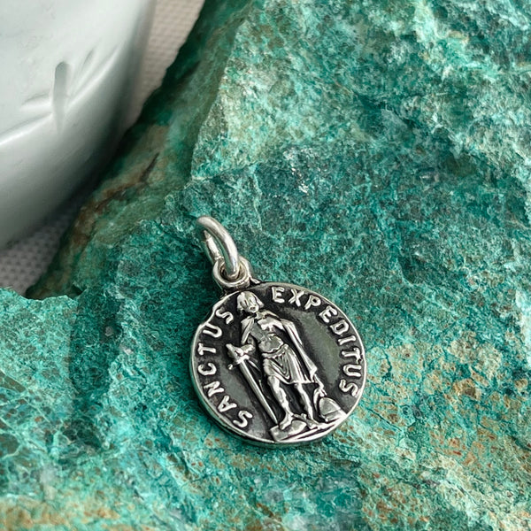 Sterling Silver Sanctus Expiditus - Patron Saint of Emergencies & Urgency