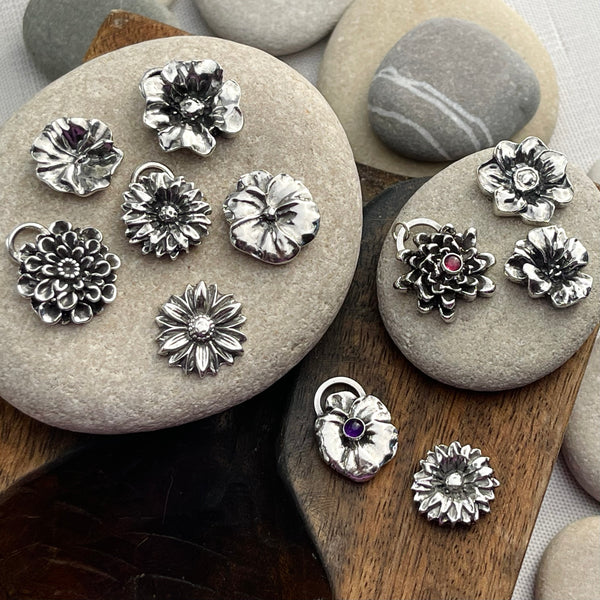 Pure Silver .999 Cremation - Memorial Flower Charm