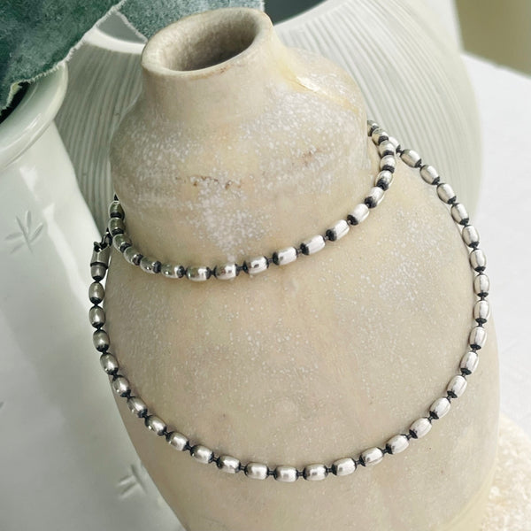 Sterling Silver 3mm Beaded Necklace
