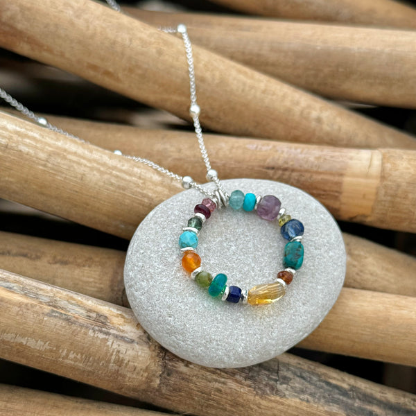 Sterling Silver & Gemstone Garden Pendant