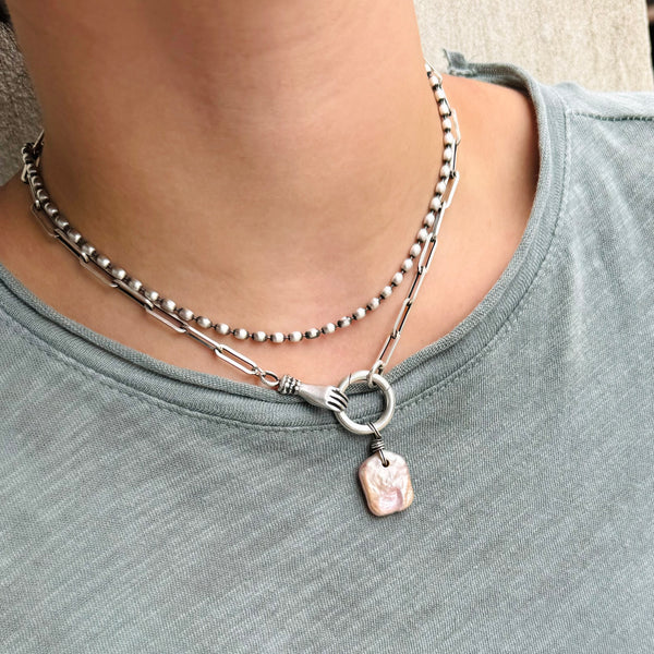 Sterling Silver Hold On Charm Holder Necklace