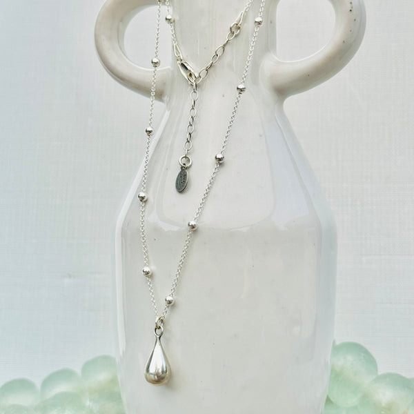 Sterling Silver Beaded Drop Necklace