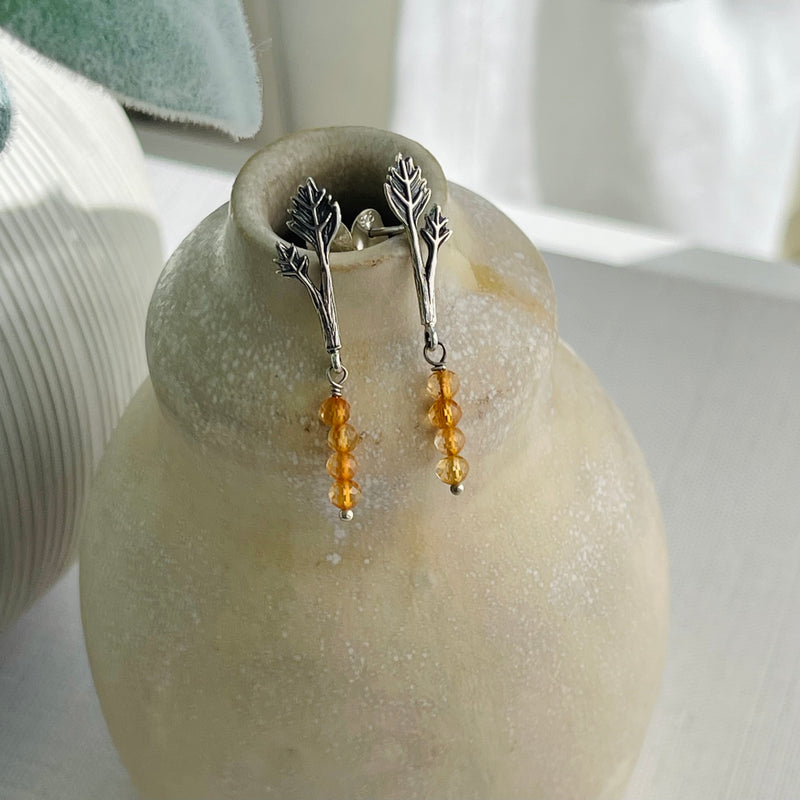 Limited Edition - Sterling Silver Citrine “Carrot” Earrings 1.5”