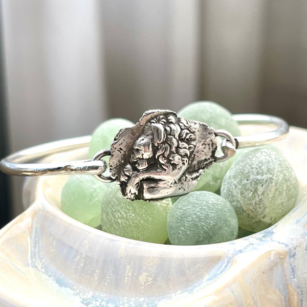 Sterling Silver Lion Intaglio Bangle