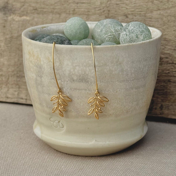 Gold-filled Leaf Earrings 1 3/4”