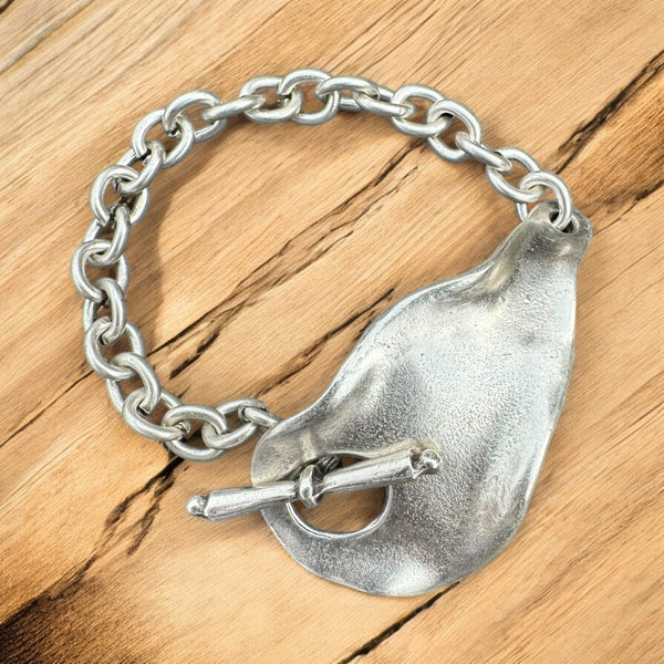 Zamak Pewter Toggle Bracelet 7.5”