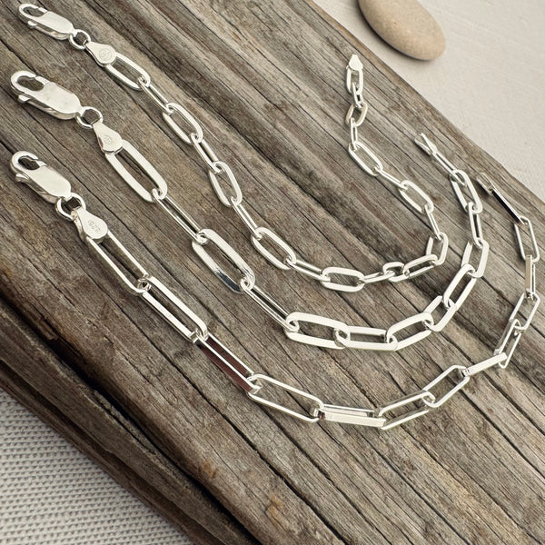 Sterling Silver Flat Oval Cable Chain Bracelet