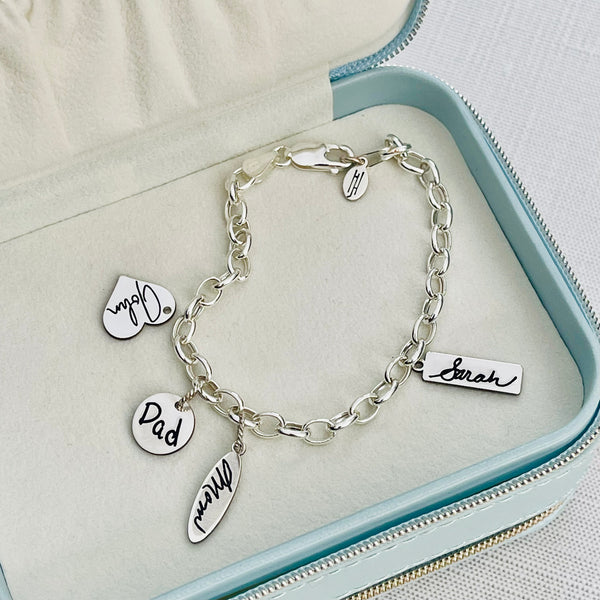 Sterling Silver Handwritten Charm Bracelet