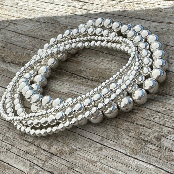 Sterling Silver Bead Stretch Bracelet