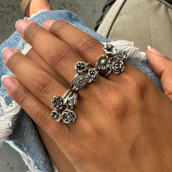 Sterling Silver Finger Bouquets including Birth Month Flowers