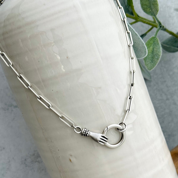 Sterling Silver Hold On Charm Holder Necklace