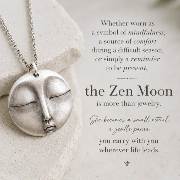 Sterling Silver Zen Moon Pendant Necklace | HEIDIJHALE