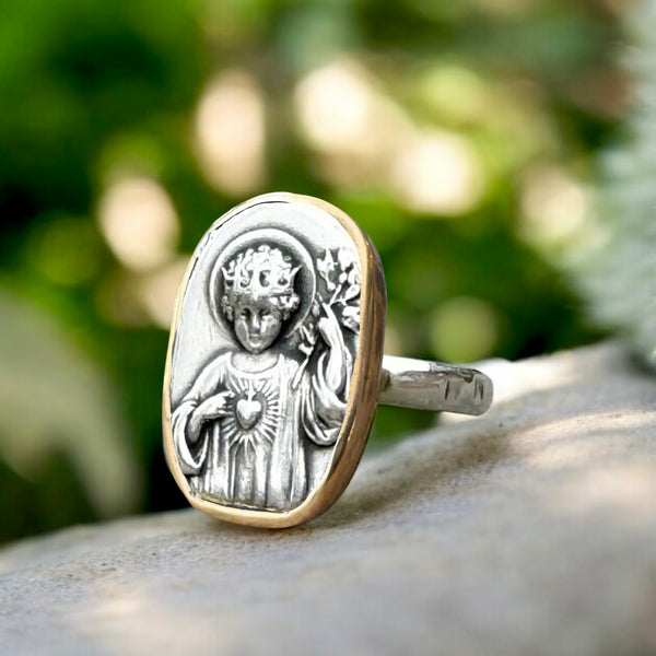 French Sterling Silver Little Jesus Ring
