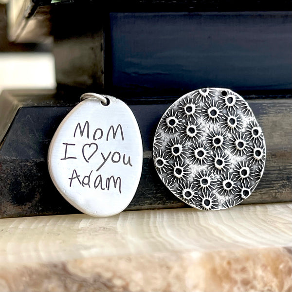 Sterling Silver Handwritten Personalized Textured Charms