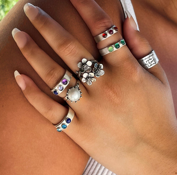 Sterling Silver Cherry Blossom Ring