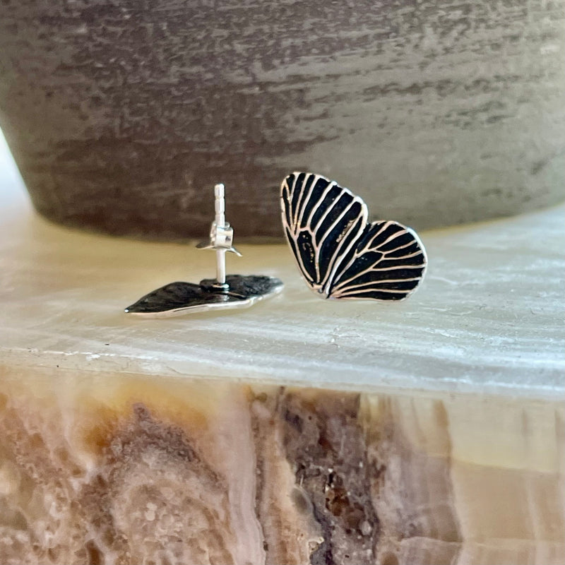 Sterling Silver Butterfly Kisses Stud Earrings .75”