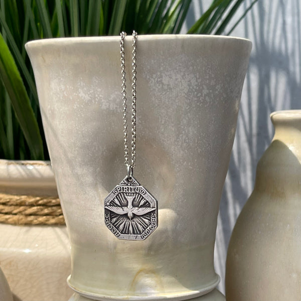 Sterling Silver Cast Italian Holy Spirit Necklace