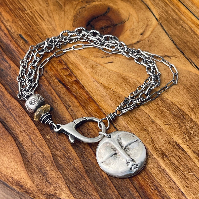 Sterling Silver & Citrine Layered Bracelet