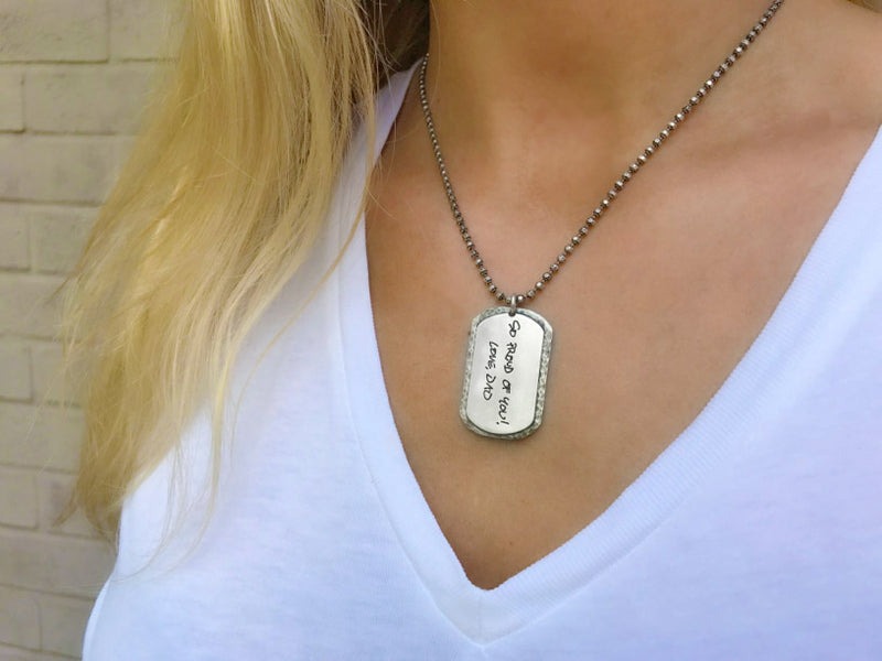 Sterling Handwritten Dog Tag Necklace