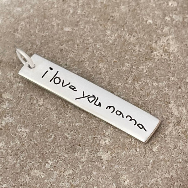 Sterling Silver Handwritten Rectangle Charm