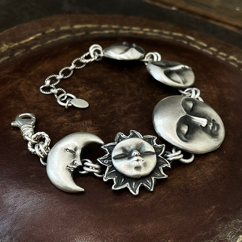 There Is No Greater Power Than a Moon, a Sun and a Woman Who Knows Her Worth - Sterling Silver Bracelet