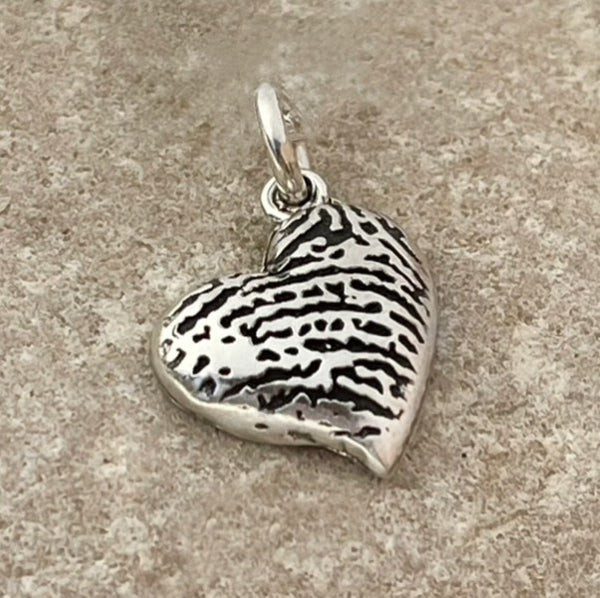 Sterling Silver Thumbprint Heart Charm