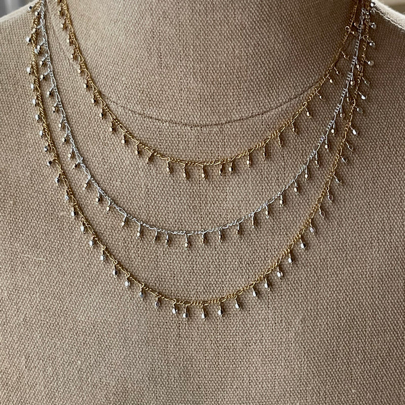 Sterling Silver & 18K Gold-filled Bead Necklaces 16”