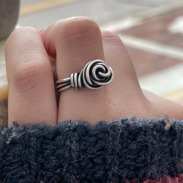 Sterling Silver or Gold-filled  Wire Wrapped Rosette Ring