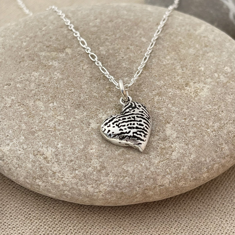 Sterling Silver Thumbprint Heart Necklace
