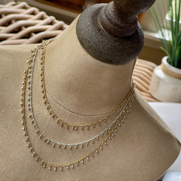 Sterling Silver & 18K Gold-filled Bead Necklaces 16”