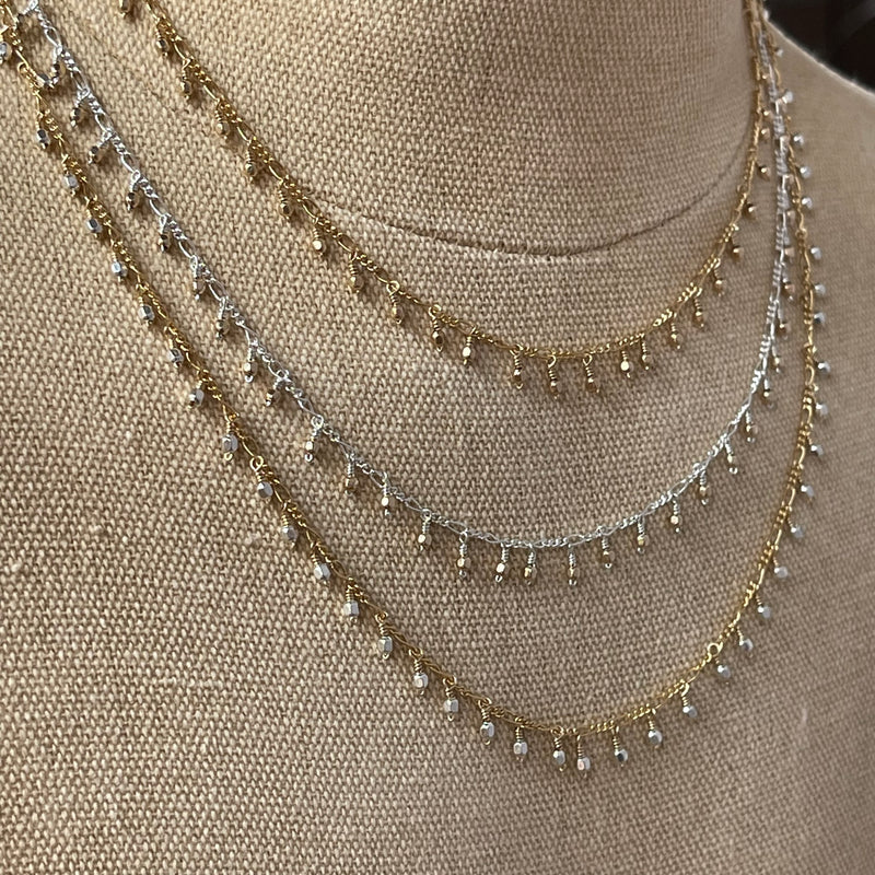 Sterling Silver & 18K Gold-filled Bead Necklaces 16”