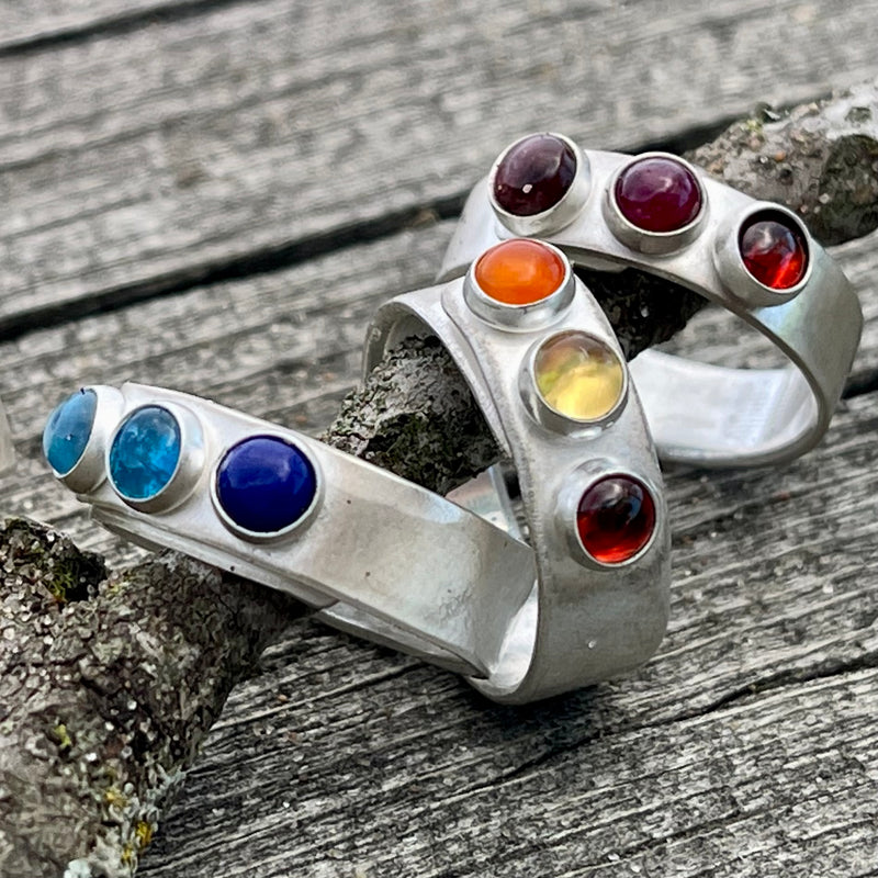 Adjustable Sterling Silver Gemstone Rings