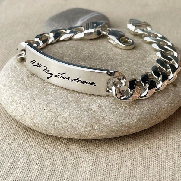 Sterling Silver Engraved Chain-Link Bracelet | HEIDIJHALE