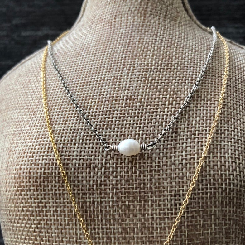 Simple Freshwater Pearl Necklace - Quick Ship