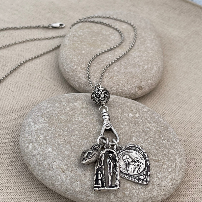 Madonna and Child Double-sided with Sacred Heart Charm