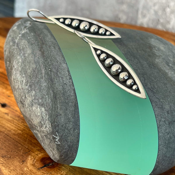 Sterling Silver Beaded Paddle Earrings