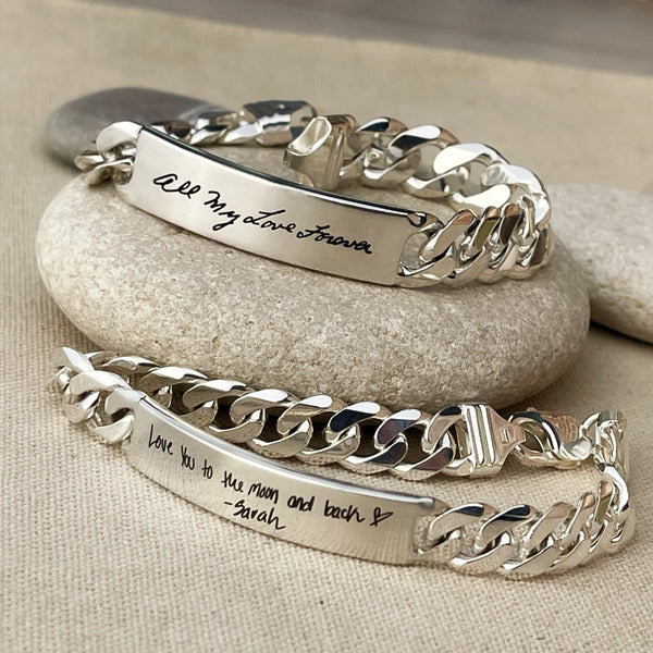 Engraved Sterling Silver ID Chain Bracelet
