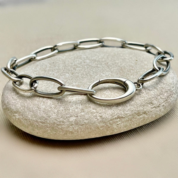 Sterling Silver Push Clasp Charm Bracelet