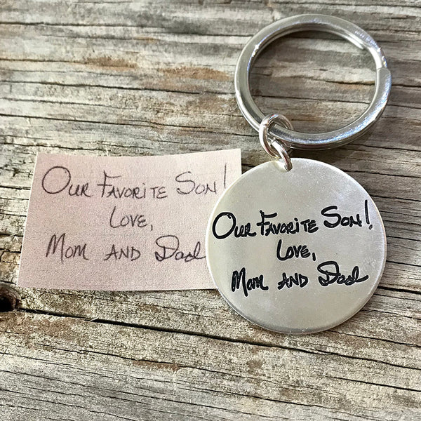 Engraved Sterling Silver Round Keychain