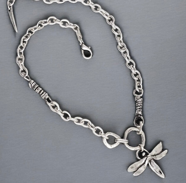Dragonfly Zamak  Necklace 17”-20”