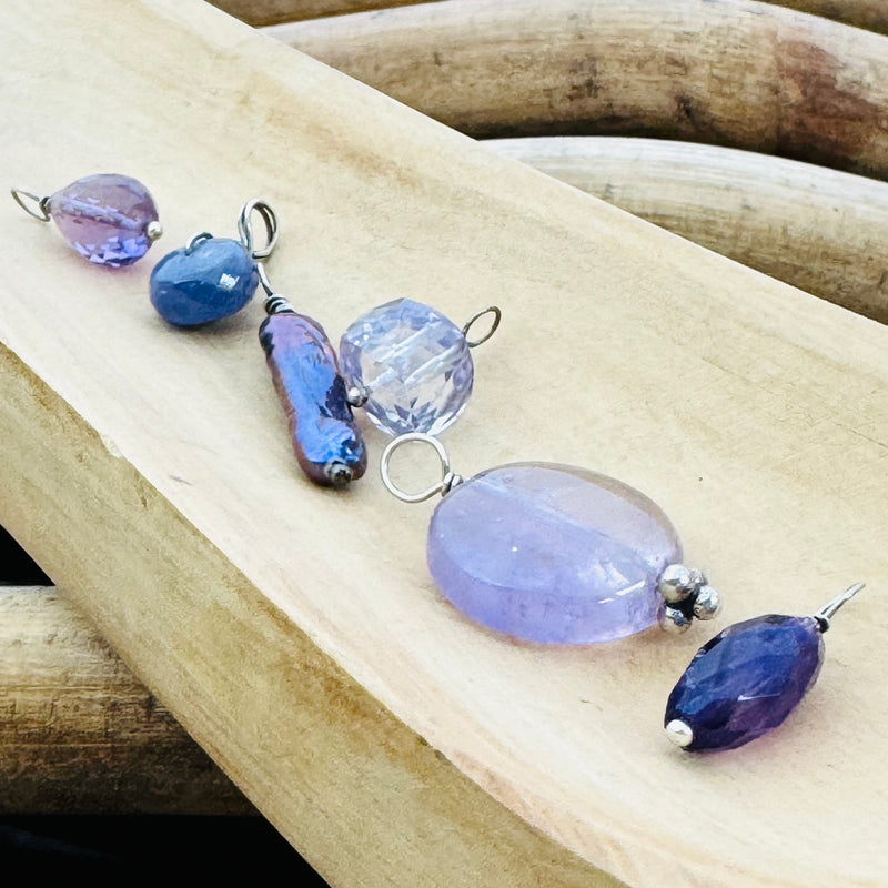 Gemstone Charm Pack - Amethyst, Purple Pearl, Kyanite, & Fluorite