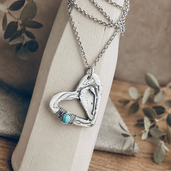 Sterling Silver Turquoise True Love Necklace