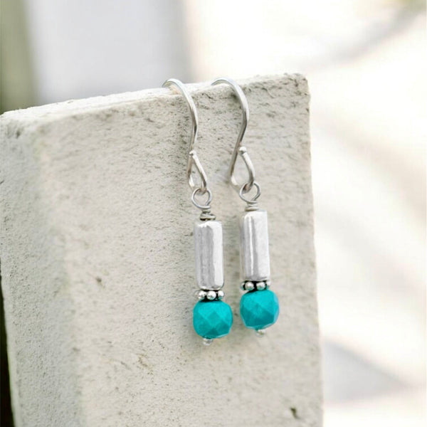 Sterling Silver Turquoise Earrings 1”