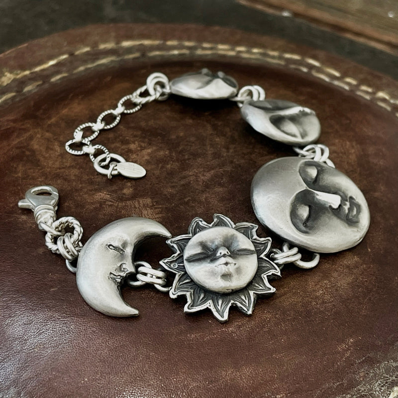 There Is No Greater Power Than a Moon, a Sun and a Woman Who Knows Her Worth - Sterling Silver Bracelet