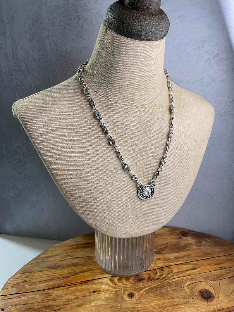 Sterling over Pewter Swirled Necklace 17”-20”