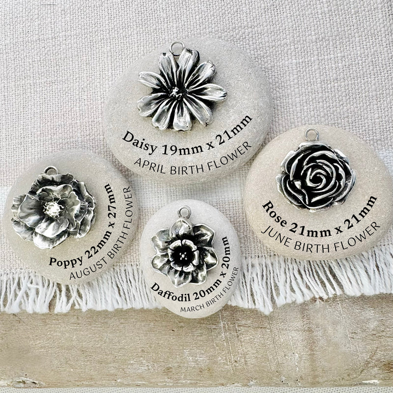 Sterling Silver Flower Bouquet Charms - Birth Month Flowers