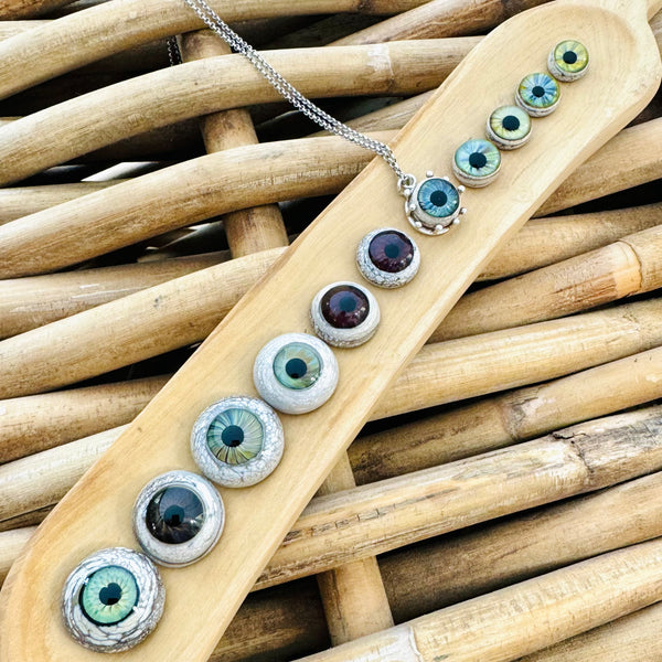 Handmade Lampwork Glass Eye Necklace - Sterling Silver
