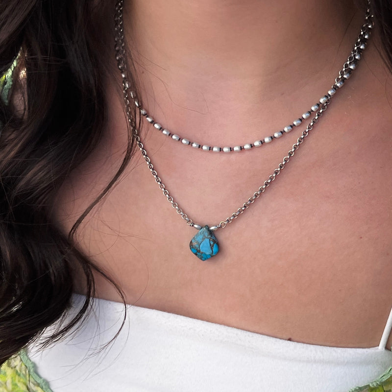 Sterling Silver “Iron Turquoise” Necklace
